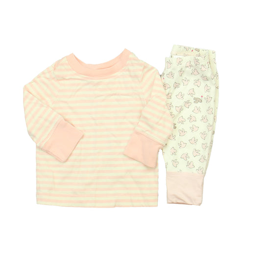 Hanna Andersson Girls Pink | White Apparel Sets Size: 0-6 Months Pink | White