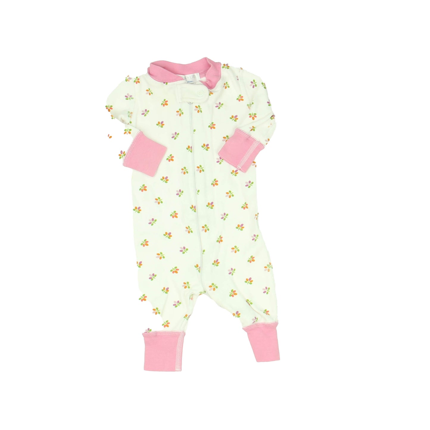 Hanna Andersson Girls White | Pink 1-piece Non-footed Pajamas Size: 0-6 Months (50 cms) White | Pink