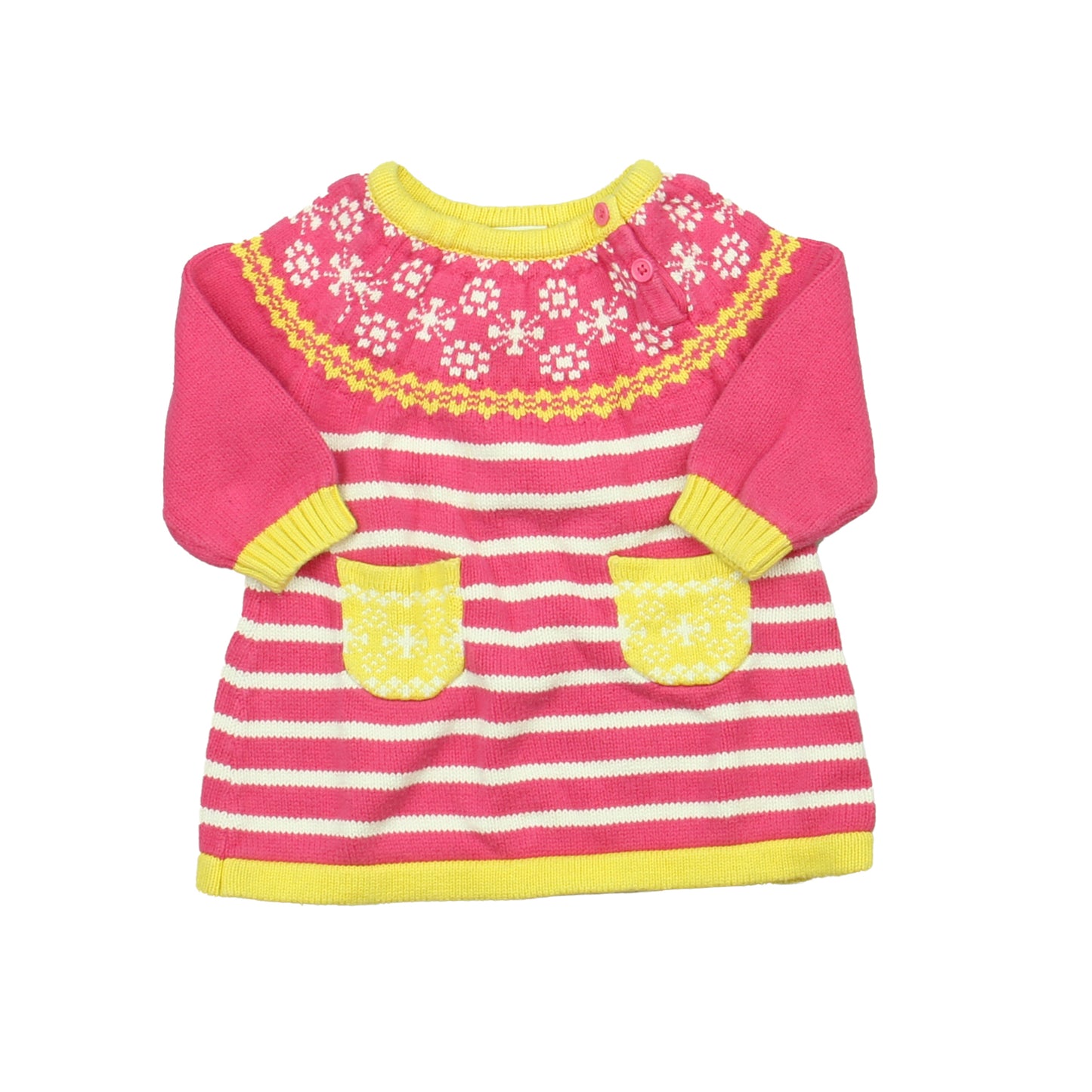Hanna Andersson Girls Pink Stripe Sweater Dress Size: 3-6 Months Pink Stripe