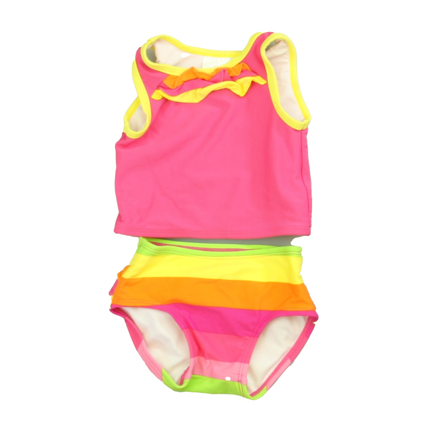 Hanna Andersson Girls Pink | Yellow | Green 2-piece Swimsuit Size: 3-6 Months Pink | Yellow | Green