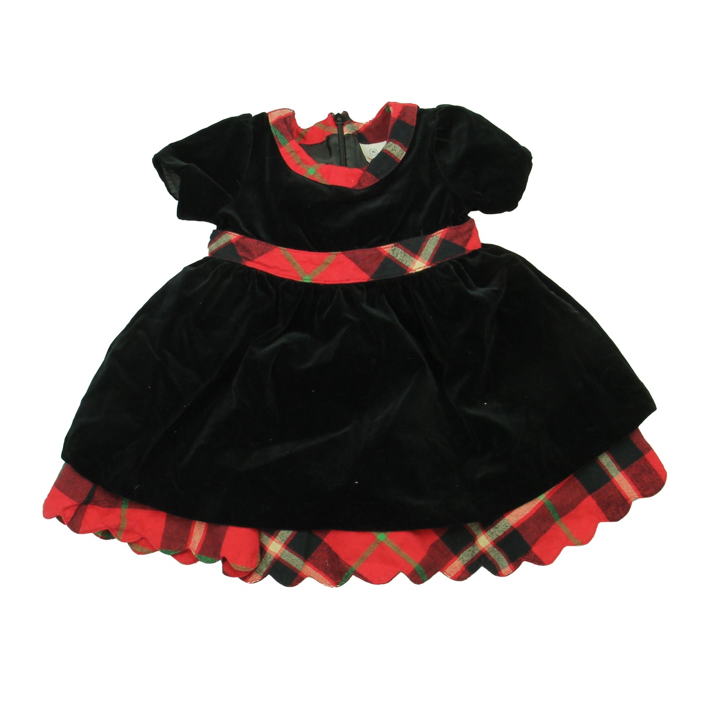 Hanna Andersson Girls Black | Red Plaid Dress Size: 6-12 Months Black | Red Plaid