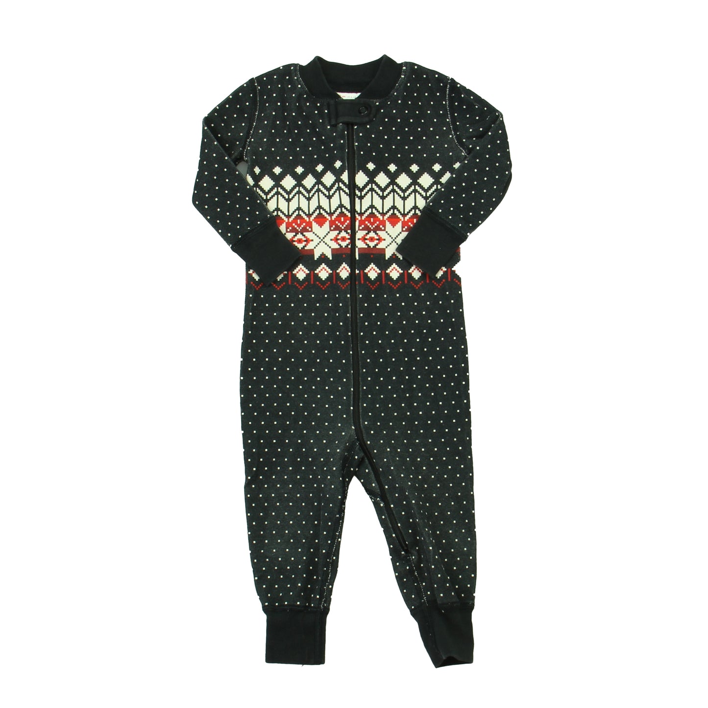 Pre-owned - Good: Hanna Andersson Unisex Black | White | Red 1-piece Non-footed Pajamas size: 6-12 Months