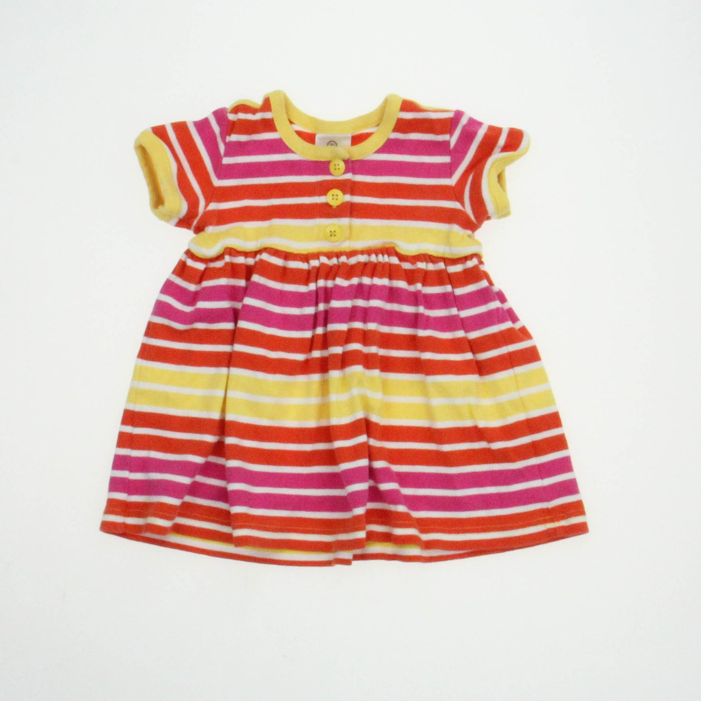 Hanna Andersson Girls Pink | Red | Yellow Stripe Dress Size: 6-12 Months Pink | Red | Yellow Stripe