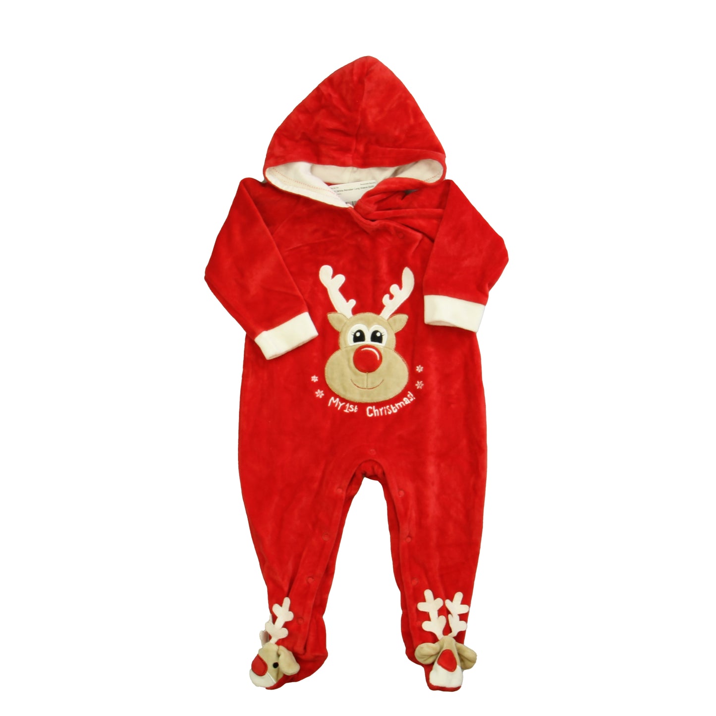 Ho Ho Ho Unisex Red | White Reindeer Long Sleeve Outfit Size: 12 Months Red | White Reindeer