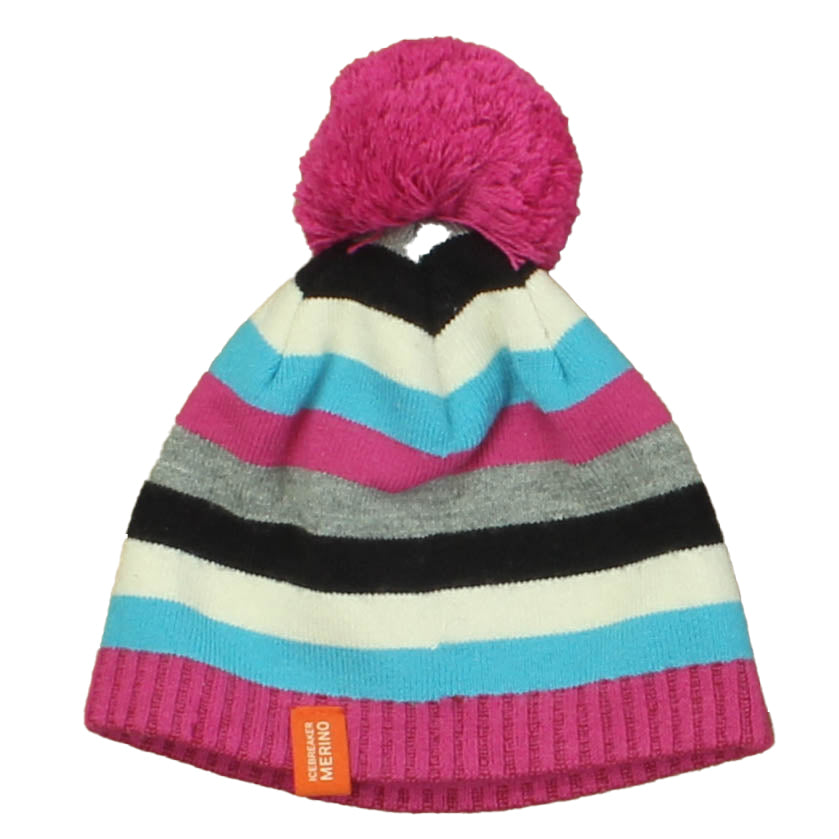 Icebreaker Merino Girls Pink | Blue | White | Stripes Hat Size: 0-12 Months Pink | Blue | White | Stripes