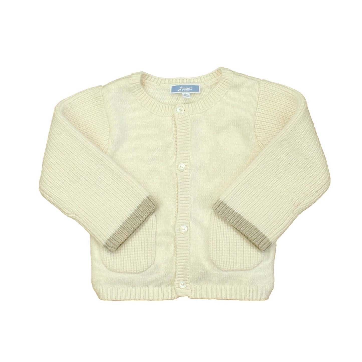 Jacadi Girls Off White | Tan Cardigan Size: 12 Months Off White | Tan