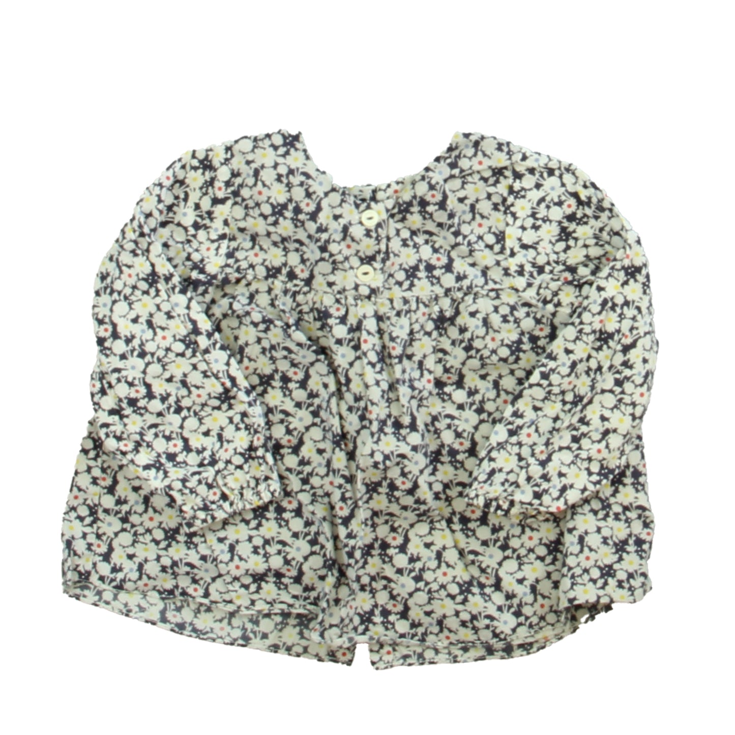 Jacadi Girls Purple Floral Blouse Size: 12 Months Purple Floral