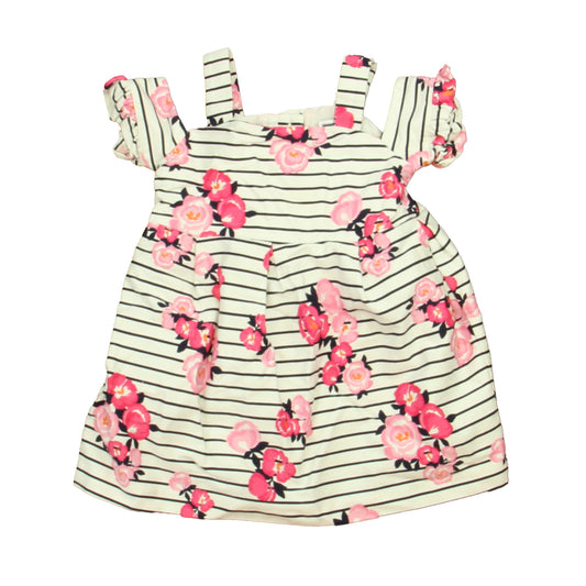 Janie & Jack Girls White | Navy | Pink Floral Dress Size: 12-18 Months White | Navy | Pink Floral