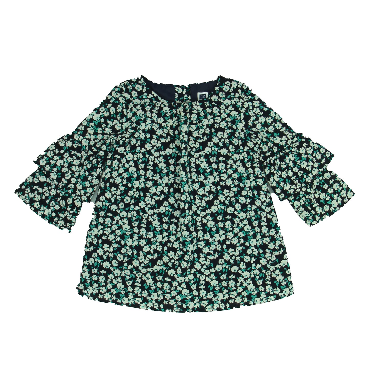Janie & Jack Girls Navy | White | green | Floral Dress Size: 12-18 Months Navy | White | green | Floral