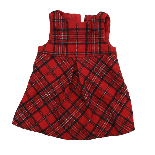 Janie & Jack Girls Red Plaid Dress Size: 6-12 Months Red Plaid