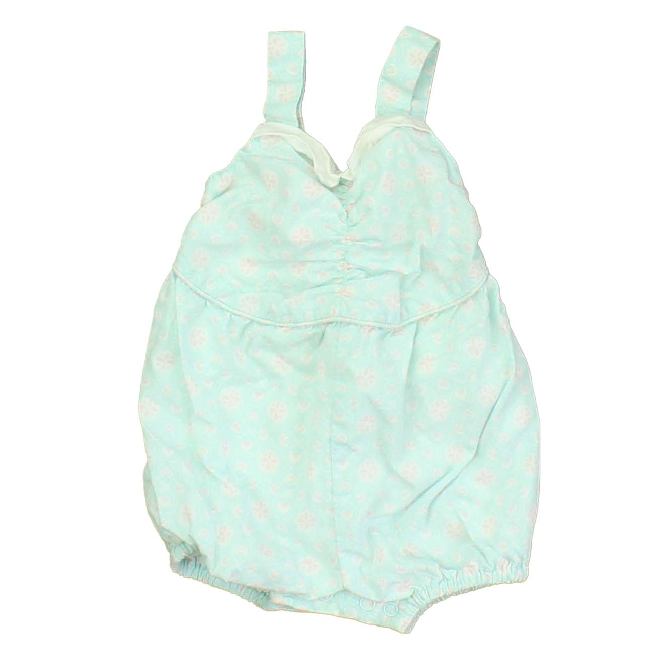 Janie and Jack Girls Green | Pink Romper Size: 0-3 Months Green | Pink