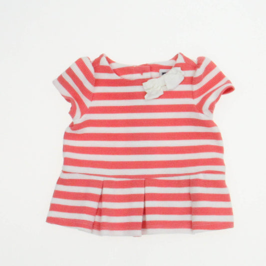 Janie and Jack Girls Orange | White Dress Size: 0-3 Months Orange | White