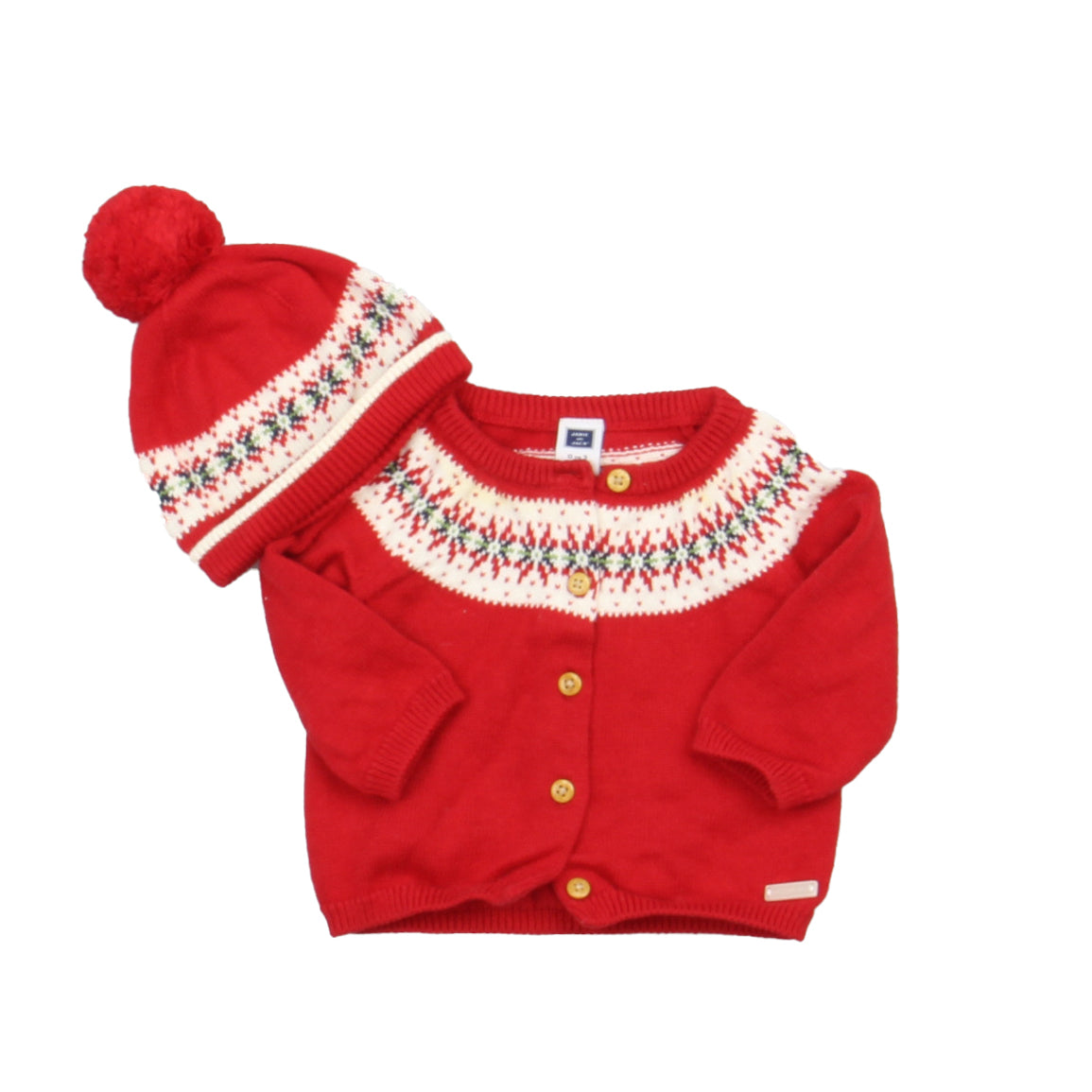 Janie and Jack Girls Red | White Cardigan Size: 0-3 Months Red | White