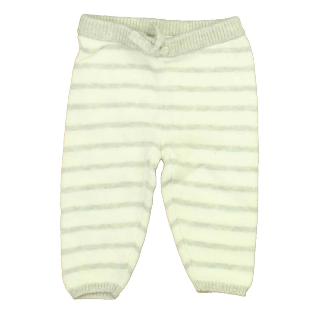 Janie and Jack Unisex White | Gray Stripe Leggings Size: 0-3 Months White | Gray Stripe