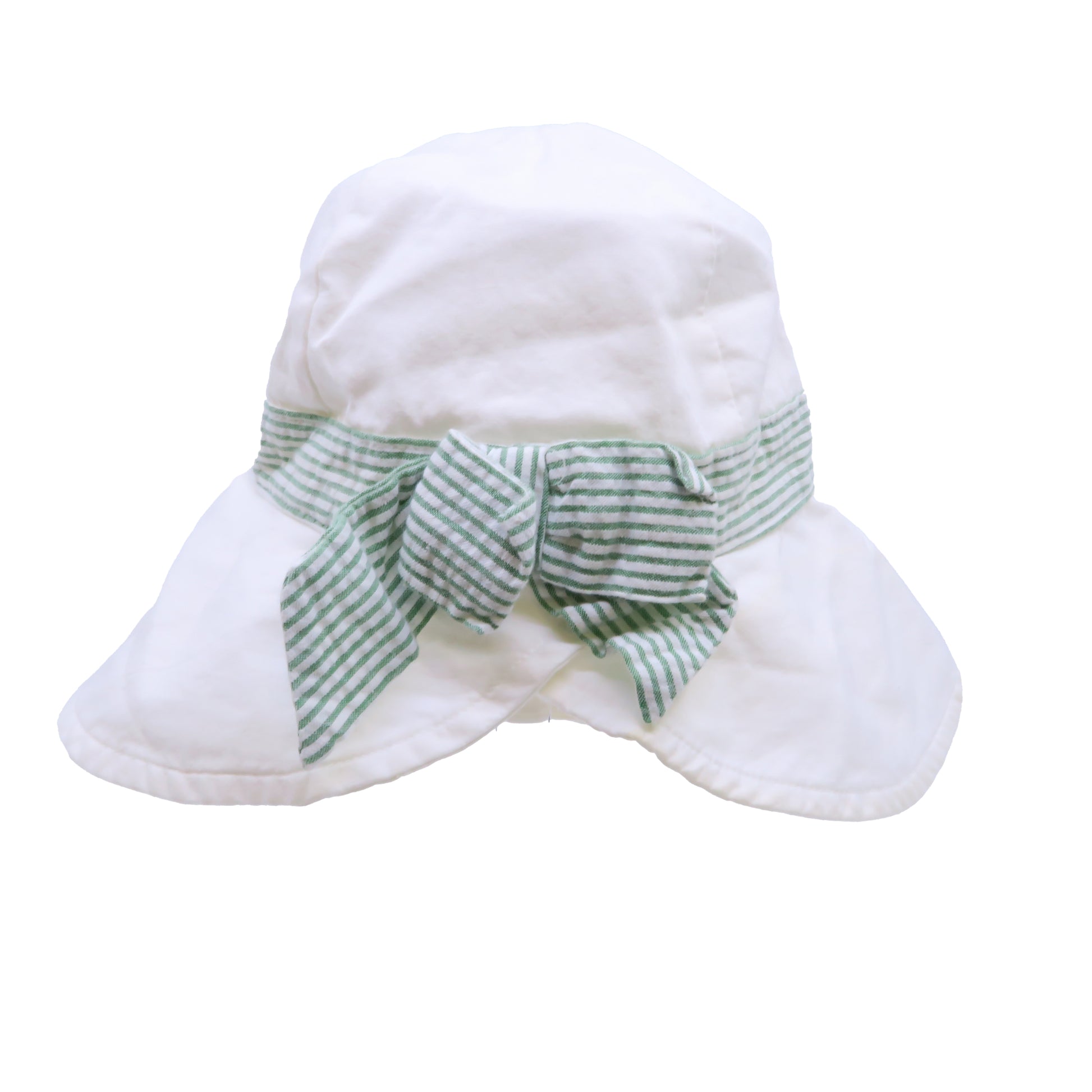 Janie and Jack Girls White | Green Sun Hat Size: 0-6 Months White | Green