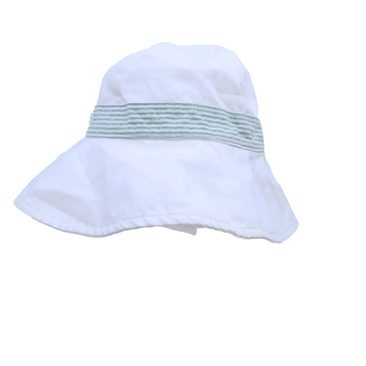 Janie and Jack Girls White | Green Sun Hat Size: 0-6 Months White | Green