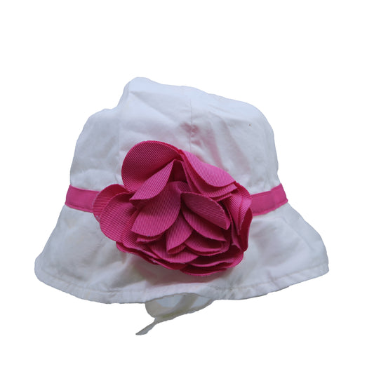 Janie and Jack Girls White | Pink Sun Hat Size: 0-6 Months White | Pink