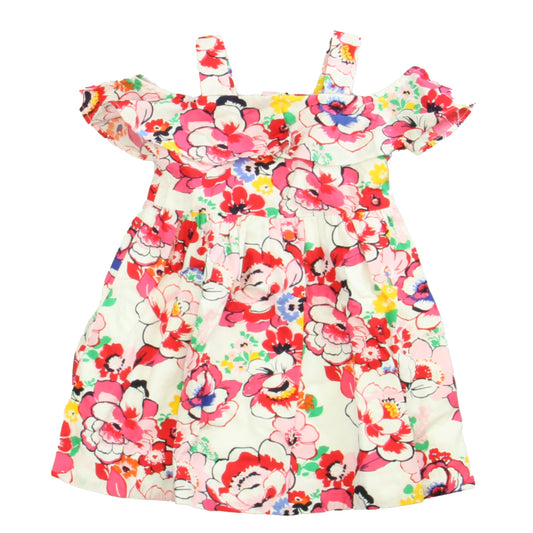 Janie and Jack Girls White | Pink | Red Floral Dress Size: 12-18 Month White | Pink | Red Floral