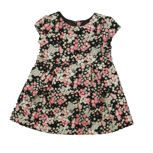 Janie and Jack Girls Black | Pink Floral Dress Size: 12-18 Months Black | Pink Floral