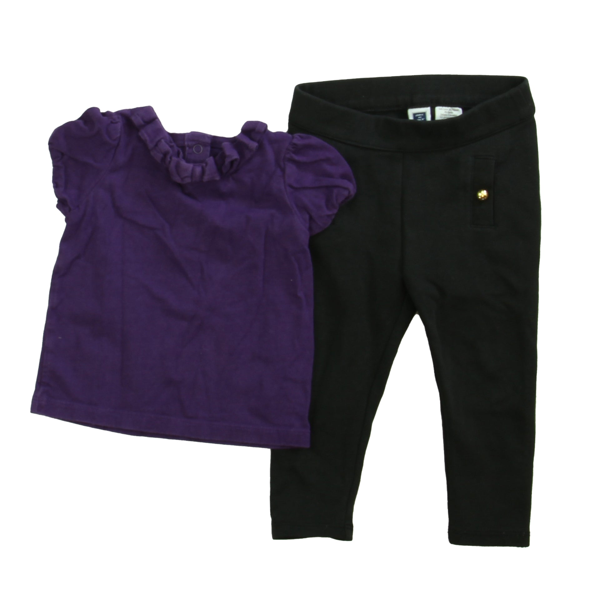 Janie and Jack Girls Purple | Black Apparel Sets Size: 12-18 Months Purple | Black