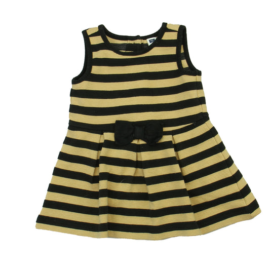 Janie and Jack Girls Tan | Black Stripe Dress Size: 12-18 Months Tan | Black Stripe