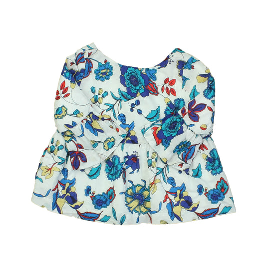 Janie and Jack Girls White | Blue | Floral Blouse Size: 12 -18 Months White | Blue | Floral