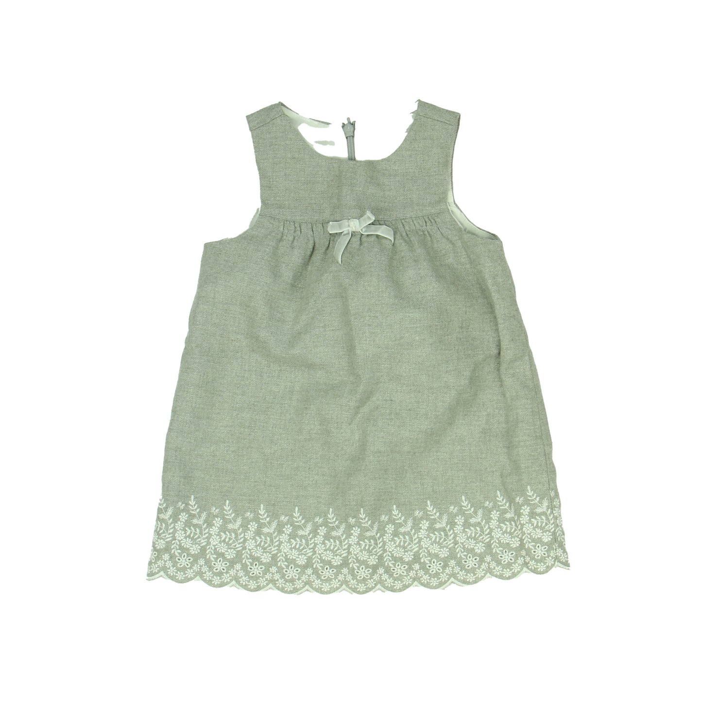 Janie and Jack Girls Gray | White Dress Size: 12-18 Months Gray | White