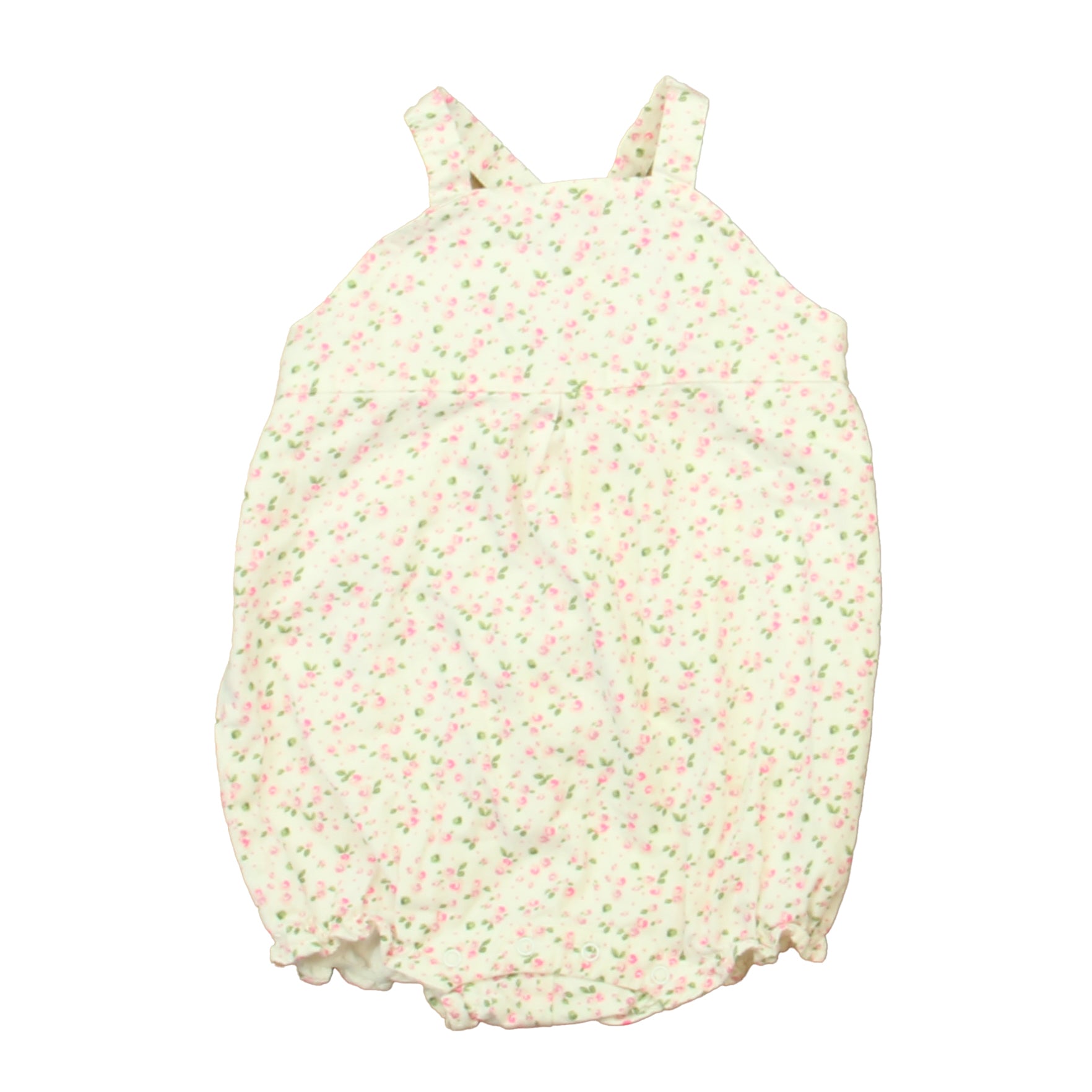 Janie and Jack Girls White | Pink | Green Floral Romper Size: 18-24 Months White | Pink | Green Floral