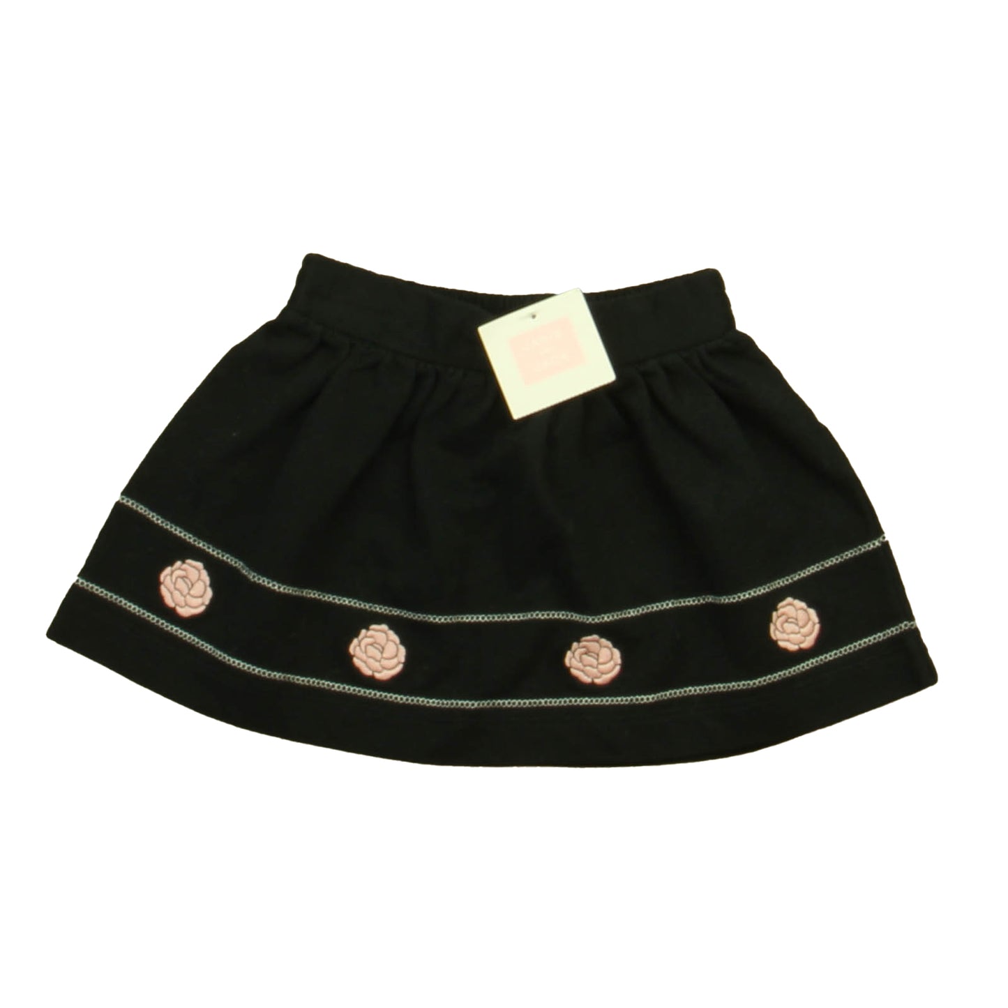 Janie and Jack Girls Black | Pink Floral Skirt Size: 3-6 Months Black | Pink Floral