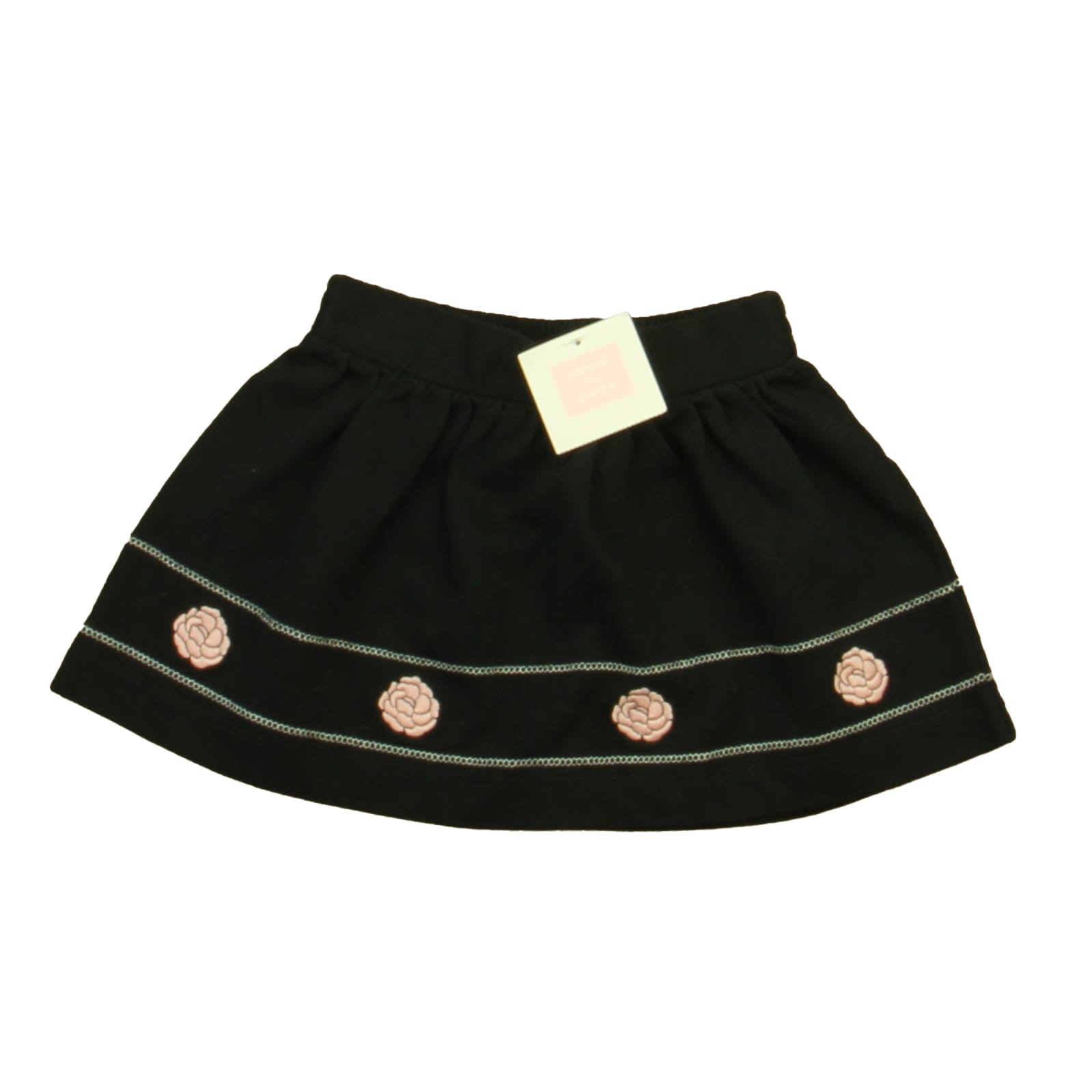 Janie and Jack Girls Black | Pink Floral Skirt Size: 3-6 Months Black | Pink Floral