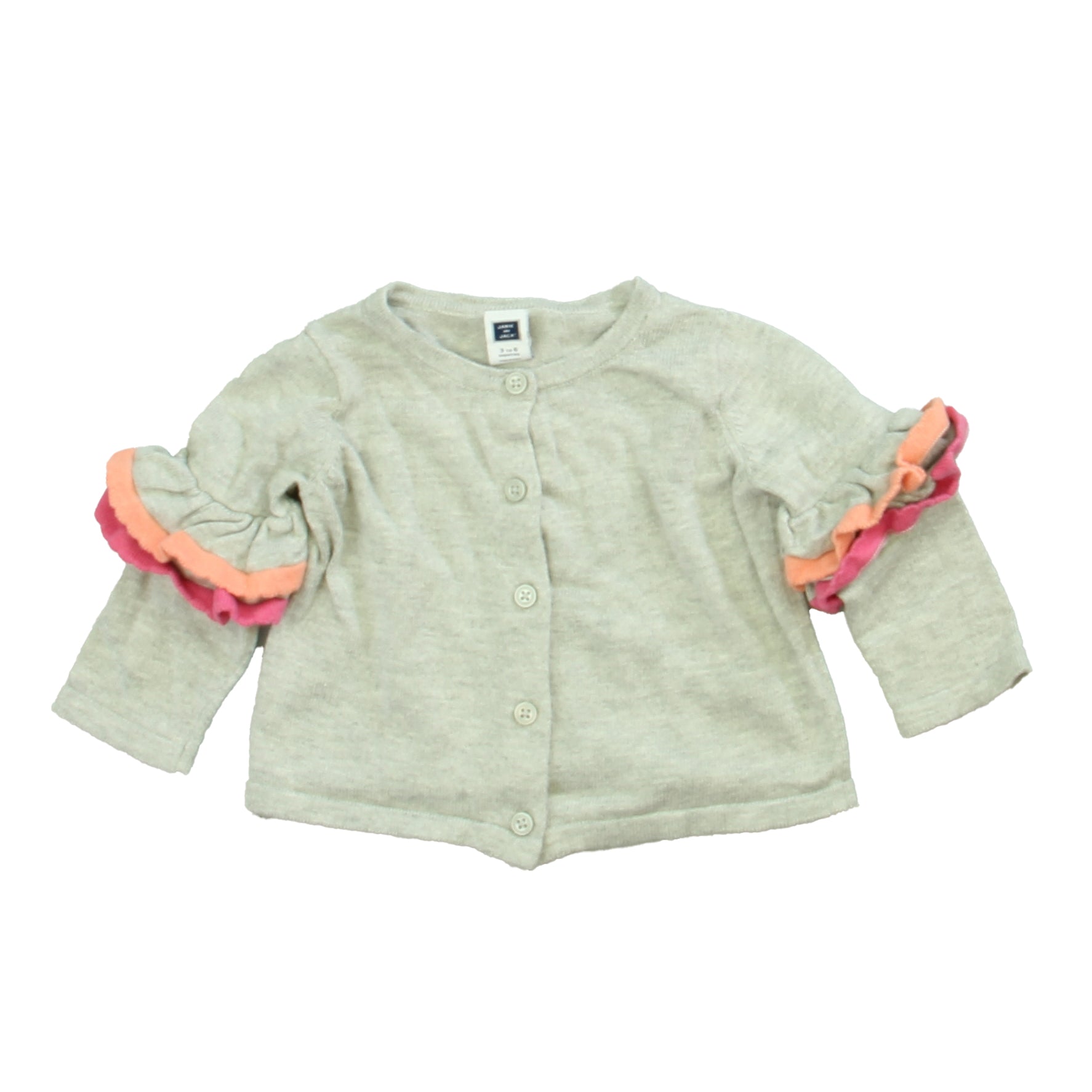 Janie and Jack Girls Gray | Pink Cardigan Size: 3-6 Months Gray | Pink