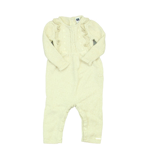 Janie and Jack Girls Ivory | Gold Long Sleeve Outfit Size: 3-6 Months Ivory | Gold