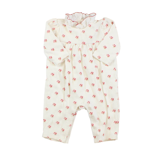 Janie and Jack Girls White | Red Roses Long Sleeve Outfit Size: 3-6 Months White | Red Roses