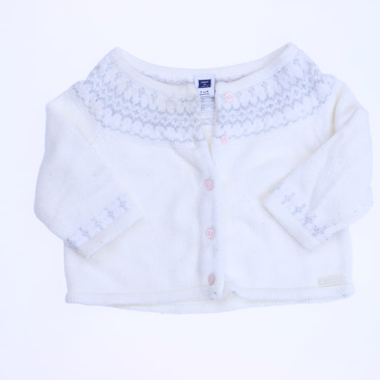 Janie and Jack Girls White Cardigan Size: 3-6 Months White