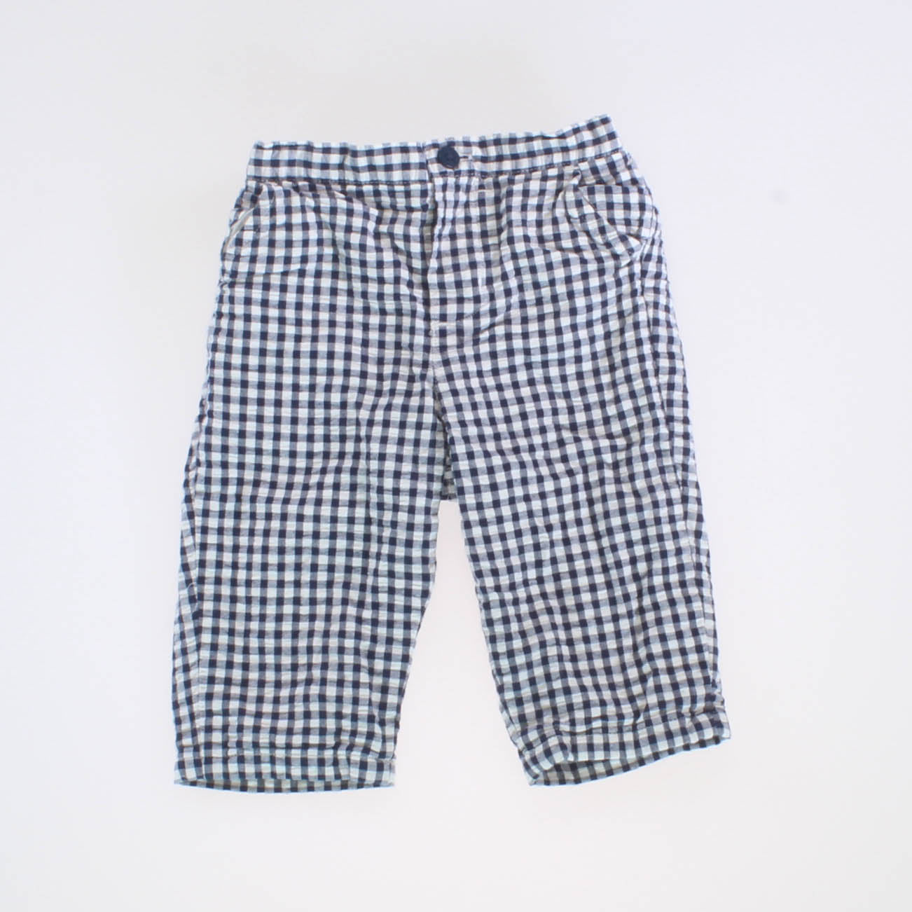 Janie and Jack Boys Navy | Gingham Pants Size: 3-6 Months Navy | Gingham