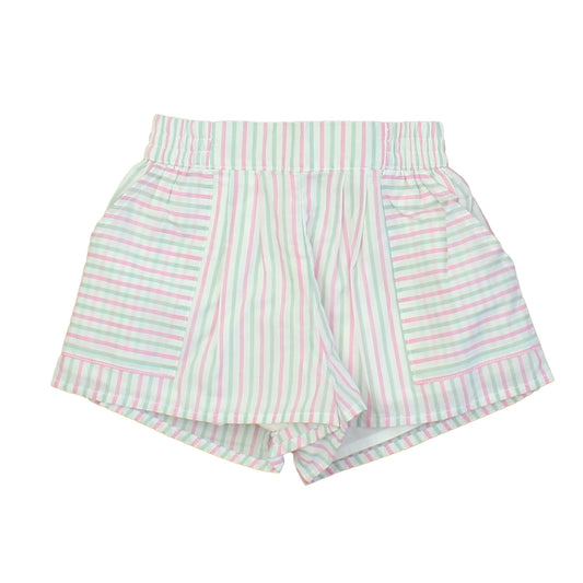 Janie and Jack Girls Pink | Grey | Stripes Shorts Size: 6-12 Months Pink | Grey | Stripes
