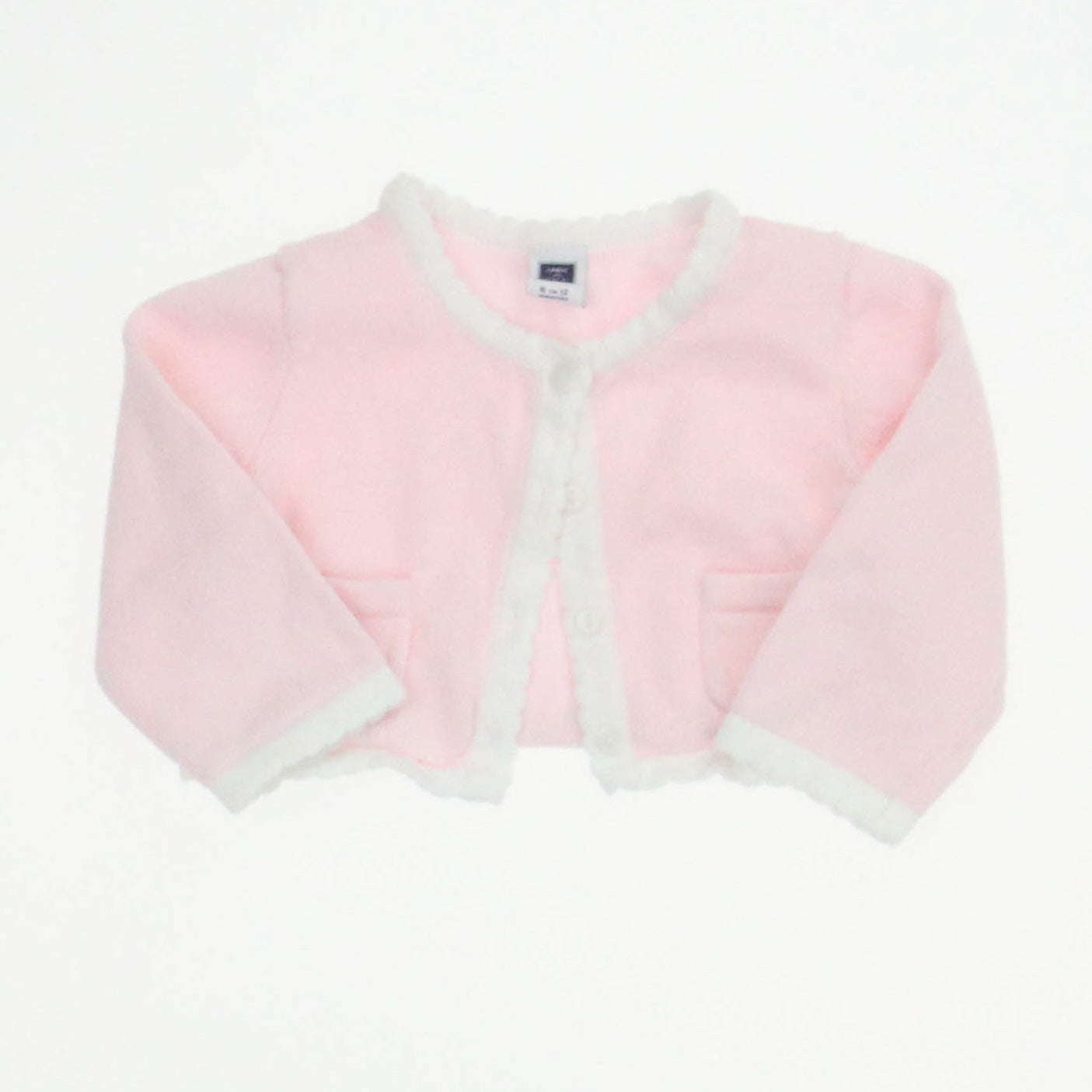 Janie and Jack Girls Pink | White Cardigan Size: 6-12 Months Pink | White