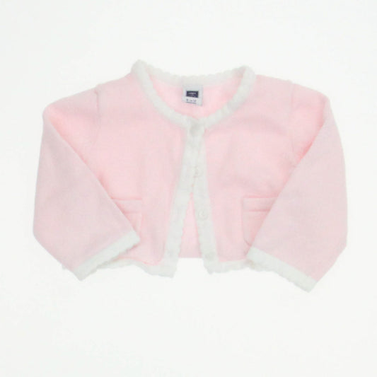 Janie and Jack Girls Pink | White Cardigan Size: 6-12 Months Pink | White