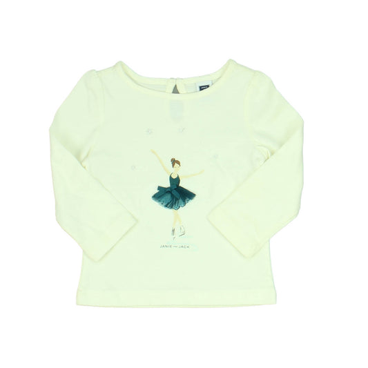 Janie and Jack Girls White | Skater Long Sleeve T-Shirt Size: 6-12 Months White | Skater