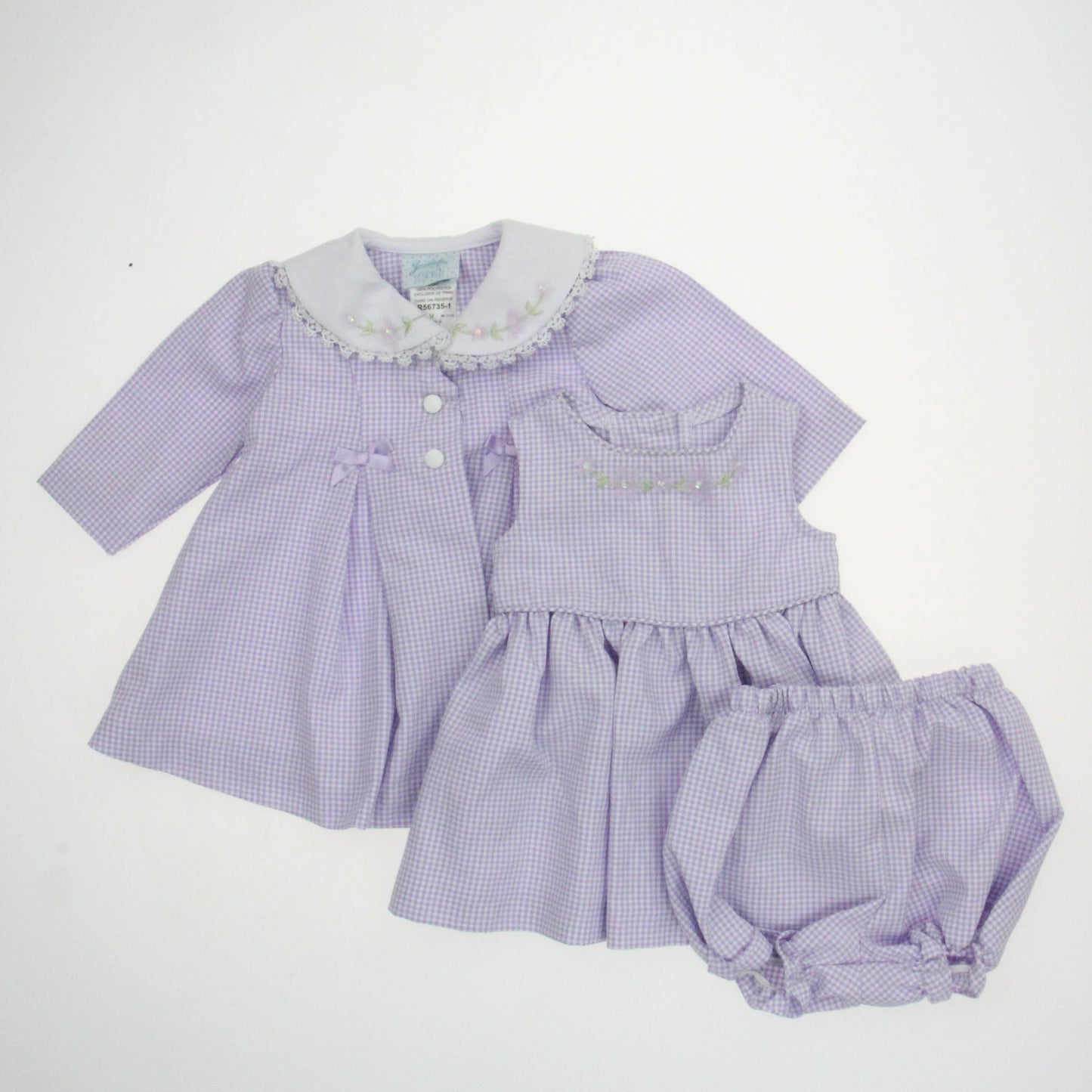 Jessica Ann Girls Purple Checks Apparel Sets Size: 6-9 Months Purple Checks