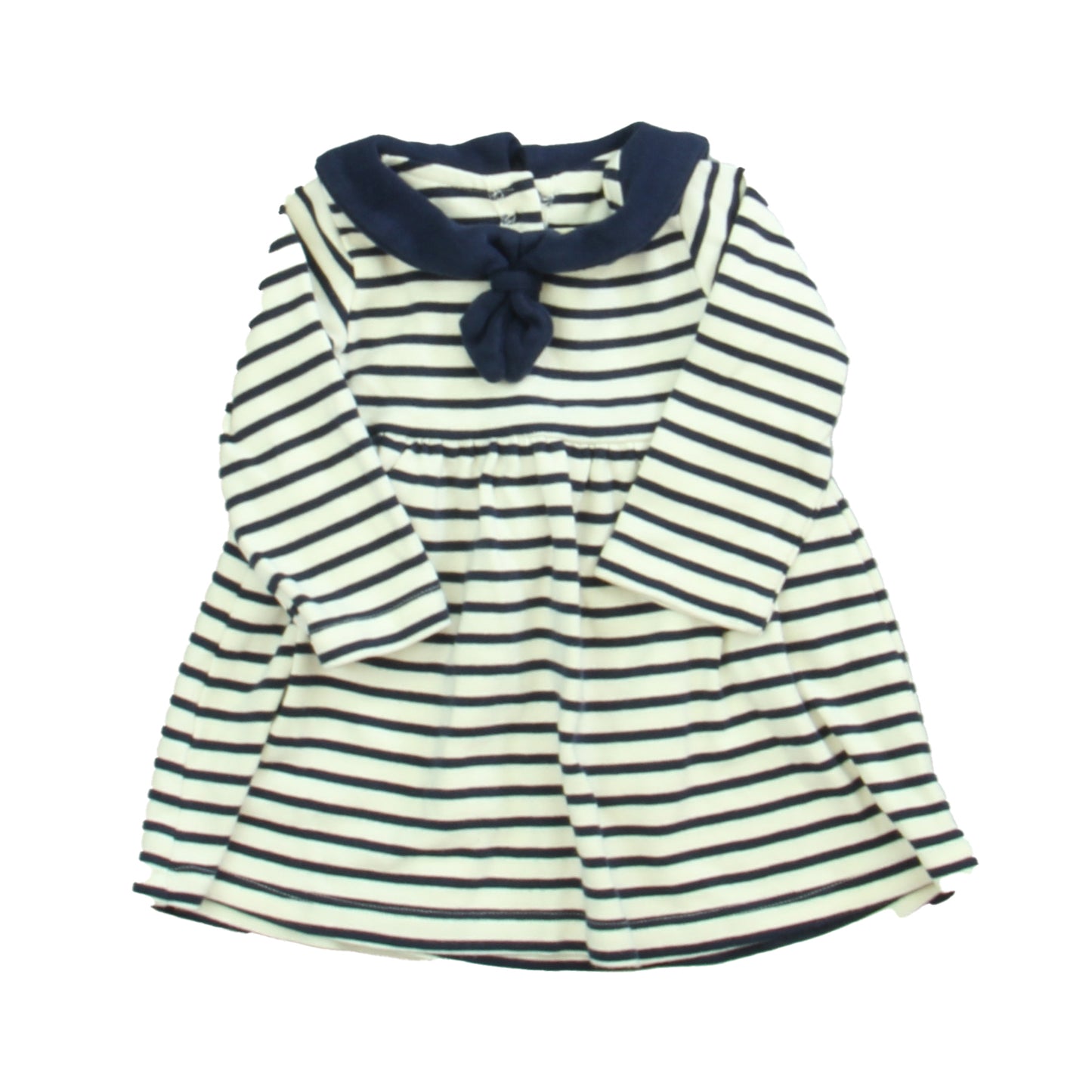 JoJo Maman Bebe Girls Navy | White Dress Size: 3-6 Months Navy | White