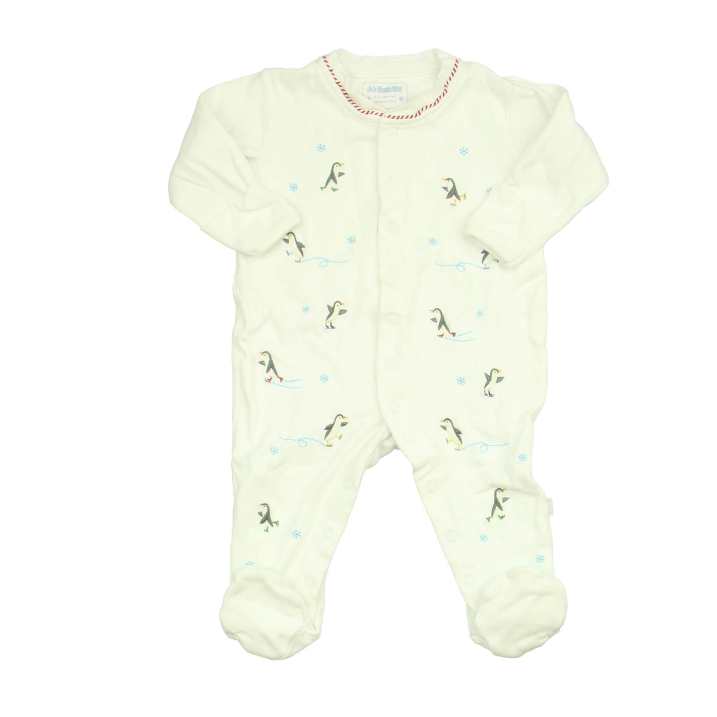 JoJo Maman Bebe Unisex White 1-piece footed Pajamas Size: 6-9 Months White