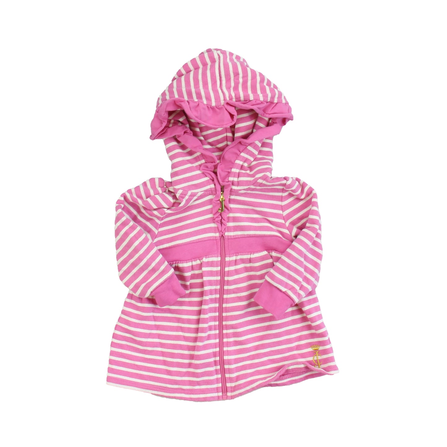 Juicy Couture Girls Pink | White | Stripes Hoodie Size: 12-18 Months Pink | White | Stripes