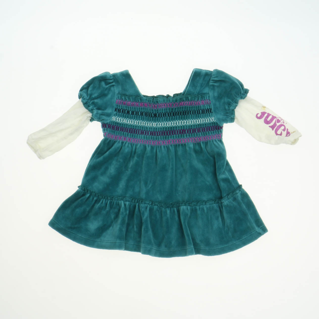 Juicy Couture Girls Green | White Dress Size: 6-12 Months Green | White