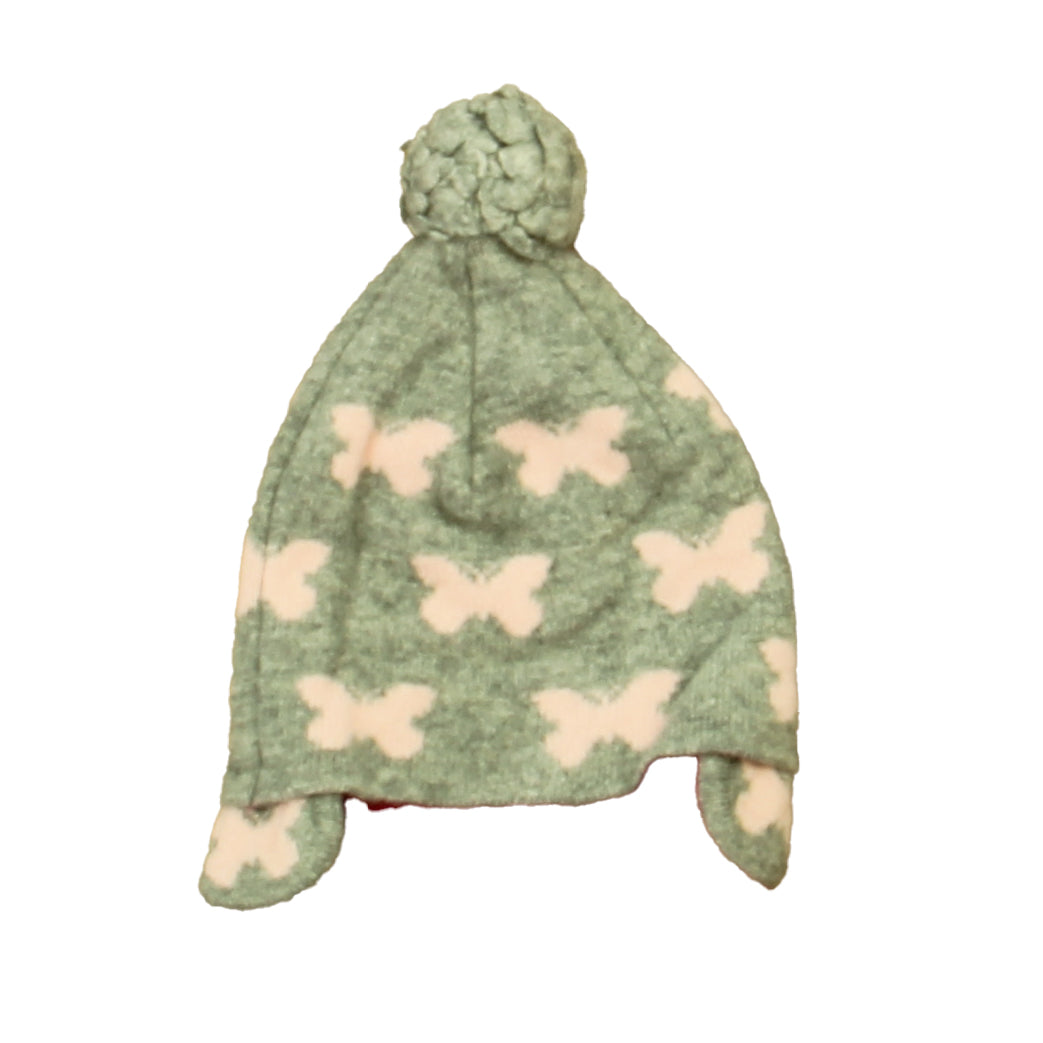 Karajan Girls Gray | Pink Butterfly Winter Hat Size: 0-6 Months Gray | Pink Butterfly