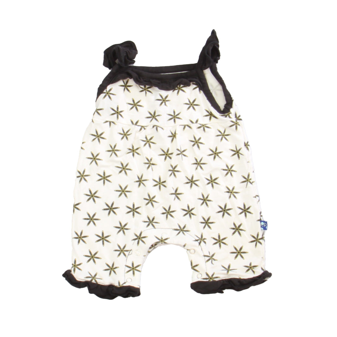 Kickee Pants Girls White | Black | Yellow Romper Size: 0-3 Months White | Black | Yellow