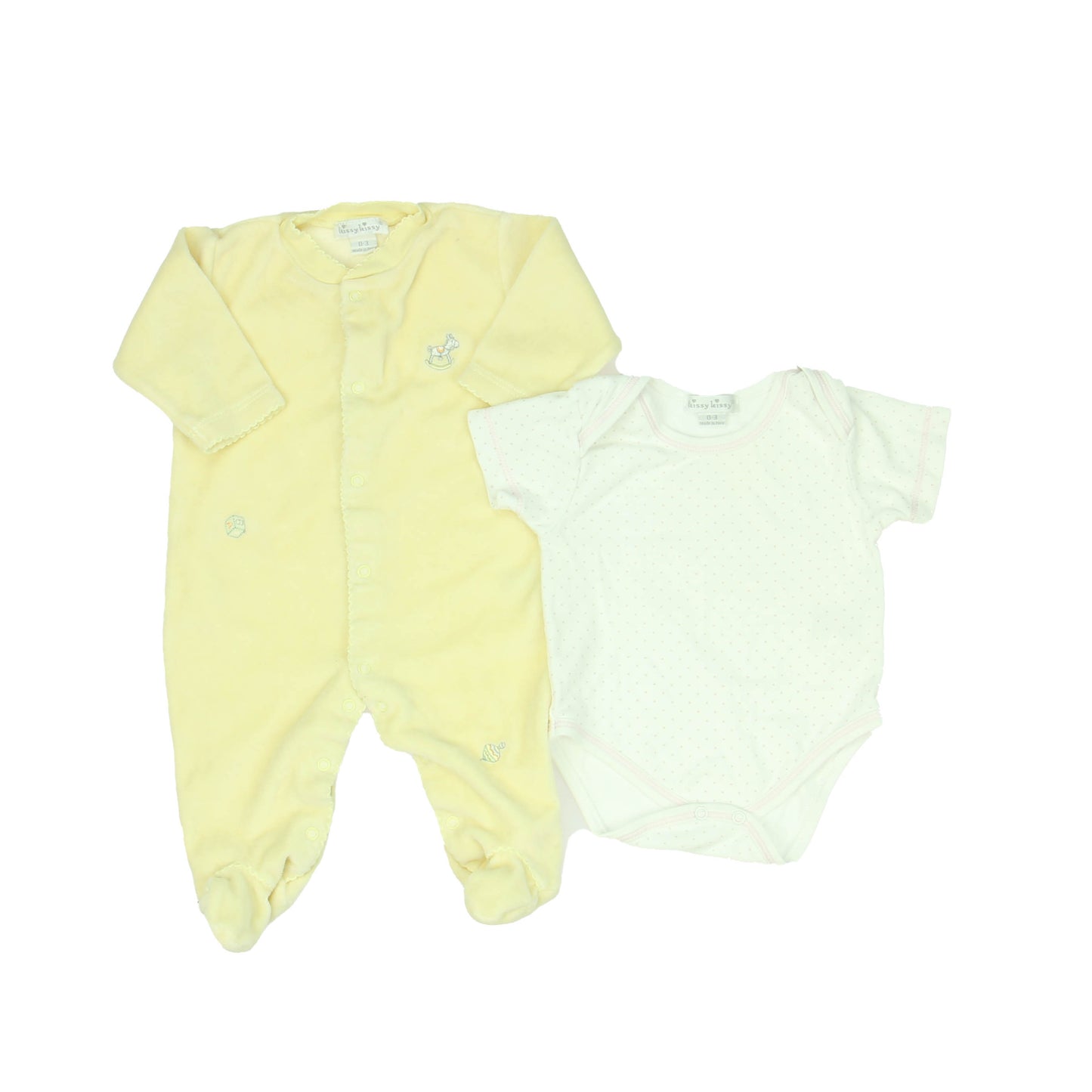 Kissy Kissy Girls White Polka Dots | Yellow Apparel Sets Size: 0-3 Months White Polka Dots | Yellow
