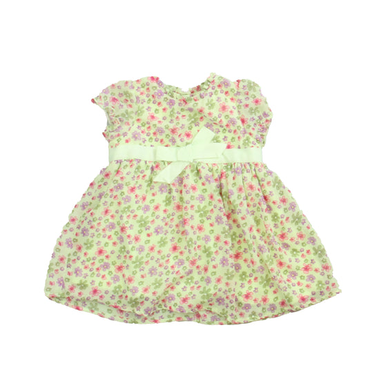 Laura Ashley Girls Green Floral Dress Size: *12-18 Months Green Floral