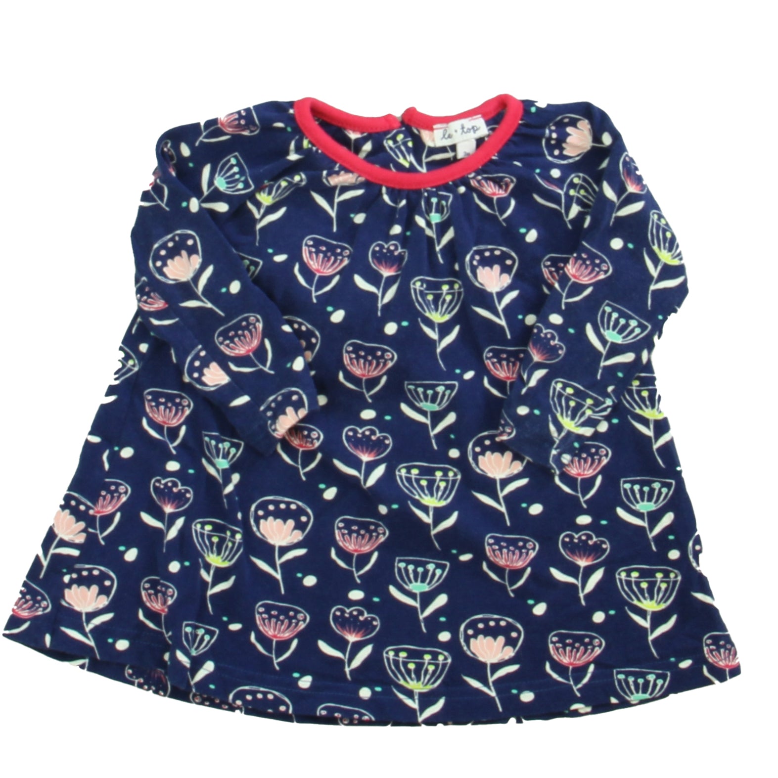Le Top Girls Navy Floral Dress Size: 3 Months Navy Floral