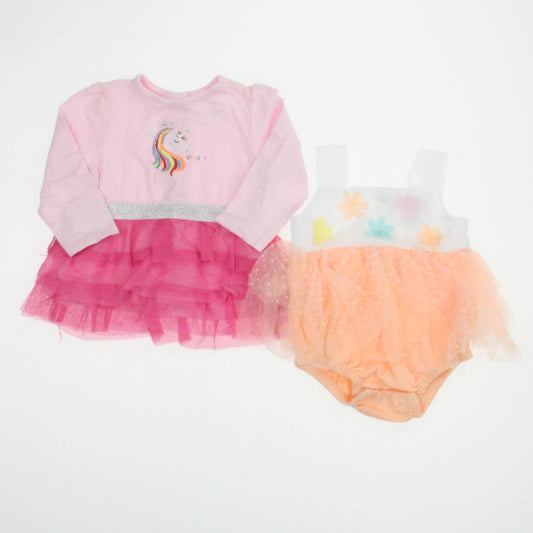Lightning Bug | Little Lass Girls Pink | White Dress Size: 3-6 Months Pink | White